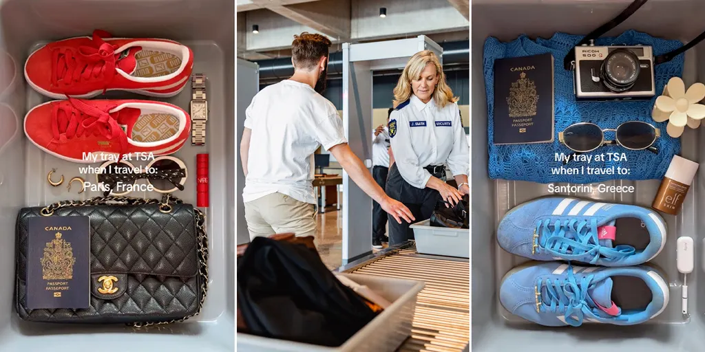 Passenger realizing phone left at airport security tray