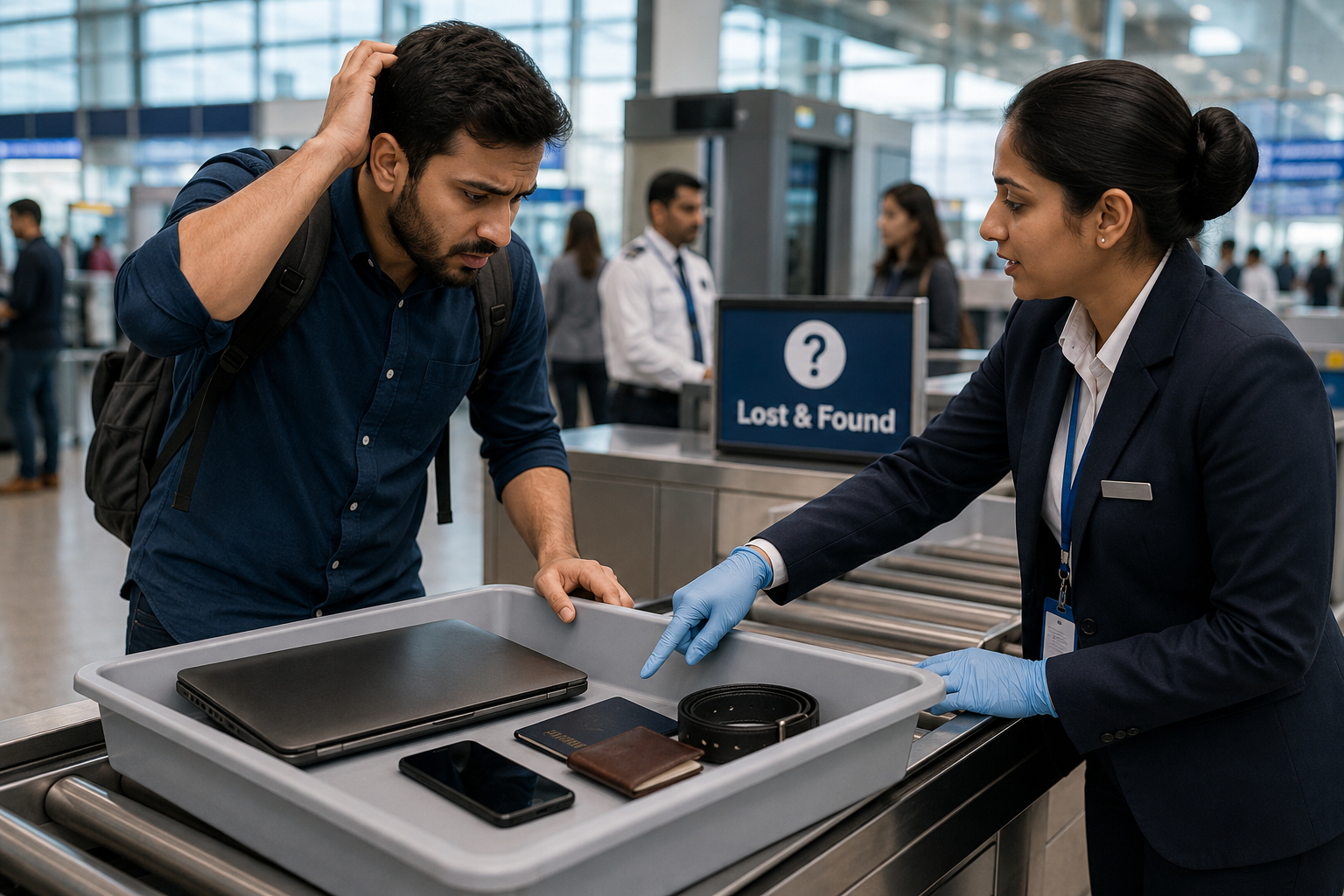 Lost item at airport security check recovery help desk